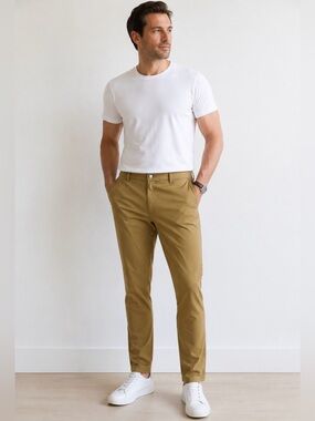 VRST Men’s Polyester Limitless Slim Leg Chino Performance Pants Tan Size 36 x 30
